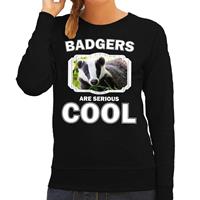 Bellatio Decorations Sweater badgers are serious cool zwart dames - dassen/ das trui -