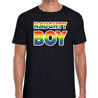 Bellatio Decorations Naughty boy gay pride t-shirt zwart voor heren
