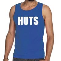 Bellatio Decorations HUTS tekst tanktop / mouwloos shirt blauw -