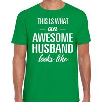 Bellatio Decorations Awesome Husband / echtgenoot cadeau t-shirt groen heren -