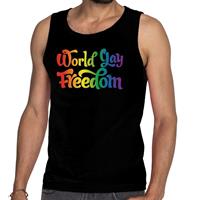 Bellatio Decorations World gay freedom gaypride tanktop zwart heren -