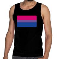 Bellatio Gaypride biseksueel vlag tanktop/mouwloos shirt - Zwart