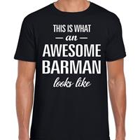 Bellatio Decorations Awesome / geweldige barman cadeau t-shirt zwart heren -