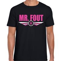 Bellatio Decorations Mr fout tekst t-shirt foute party roze op zwart voor heren