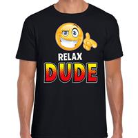 Bellatio Funny emoticon t-shirt Relax dude Zwart