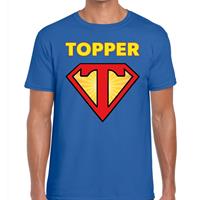 Bellatio Decorations Super Topper logo t- shirt blauw heren -