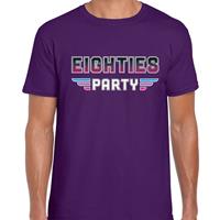 Bellatio Eighties party/feest t-shirt paars voor heren - Paars