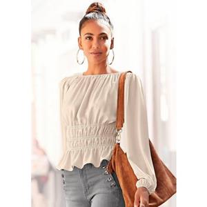 Lascana Blouse met lange mouwen met modieuze rimpelingen, elegante damesblouse, feestelijk