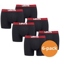 Levi's Boxershorts Heren 6-pack Solid Organic Cotton Zwart/Rood 