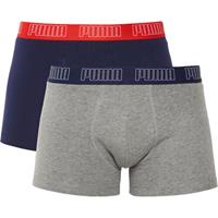 Puma Basic Pants, 2er-Pack, Cotton Stretch, Logobund, fÃ¼r Herren, blau/grau meliert