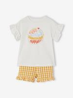 VERTBAUDET Set shirt en short met vichyruiten voor meisjes ivoor