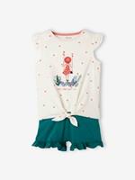 VERTBAUDET Set met T-shirt met ruches en strikeffect en short goudgeel