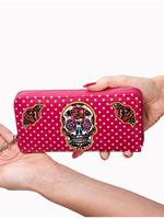 Rockabilly Clothing Dia de Muertos Wallet Magenta