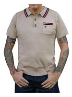 Rockabilly Clothing Strick-Poloshirt Redmond Beige