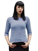 Rockabilly Clothing Klassisches Streifen-Shirt Blau