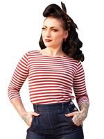 Rockabilly Clothing Streifen-Shirt Rot