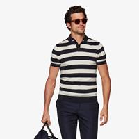 SuitSupply Polo-shirt Navy Gestreift