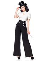 Rockabilly Clothing Marlene Dietrich Hose Schwarz/Weiss