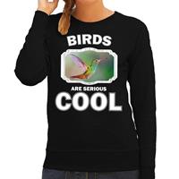 Bellatio Decorations Sweater birds are serious cool zwart dames - vogels/ kolibrie vogel trui -