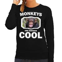 Bellatio Decorations Sweater monkeys are serious cool zwart dames - apen/ chimpansee trui -