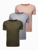 Ombre - Heren T-Shirt - Grijs - Ronde Hals - 3 Stuks