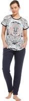 Pastunette pyjama blauw roze patroon