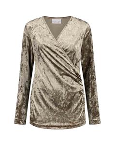 Helena Hart 7463 Overslag Top Velvet T-shirt Lange Mouw Latte
