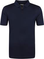 State Of Art Mercerized Pique Polo Rits Donkerblauw