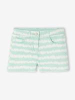 VERTBAUDET Meisjesshort met tie & dye-effect wit/turquoise