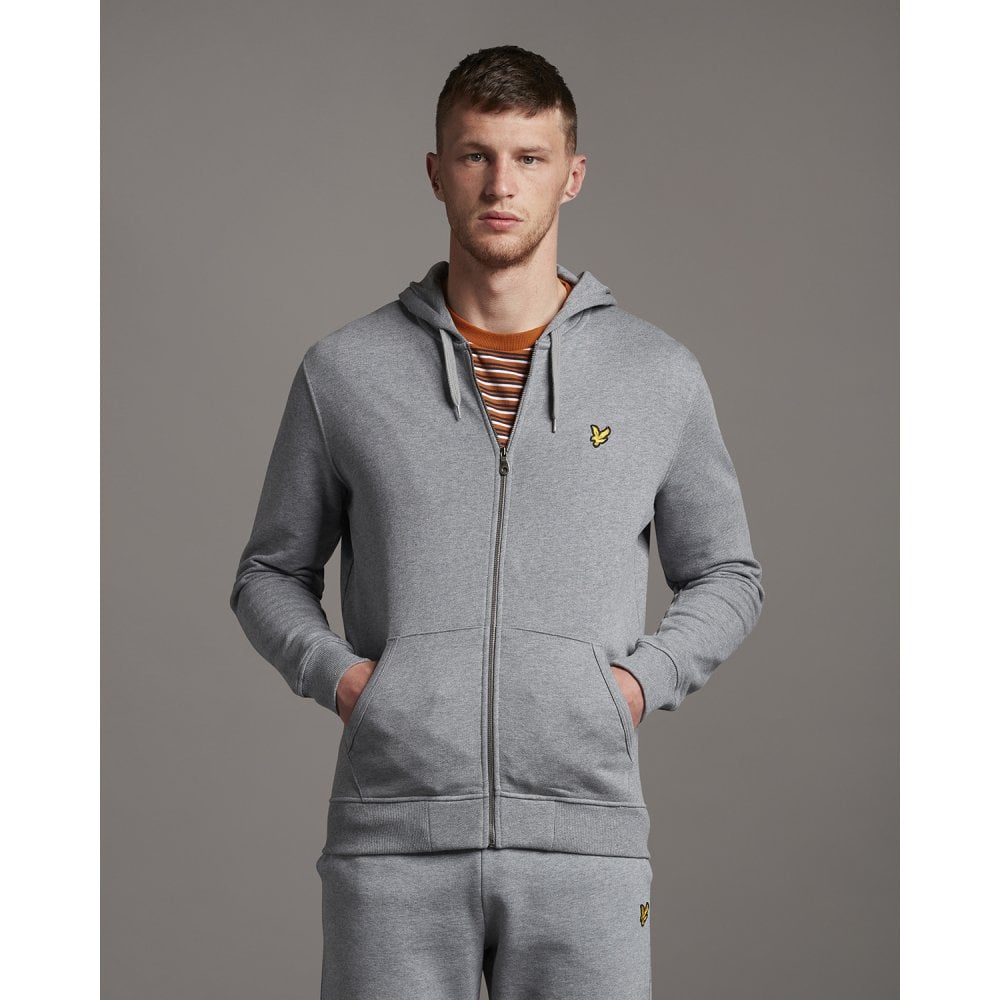 Lyle & Scott hoodie met rits in grijs
