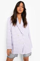 Boohoo Dogtooth Woven Double Breasted Boxy Blazer, Lilac