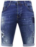 Local Fanatic Korte jeans met verfspatten stretch 1035