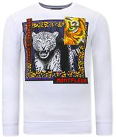 Montfleuri Sweater met print tiger poster