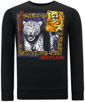 Montfleuri Sweater met print tiger poster