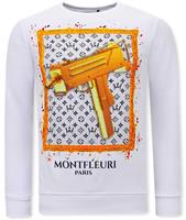 Montfleuri Sweater met print uzi does it
