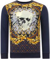 Montfleuri Sweater met print skull strass