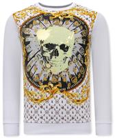 Montfleuri Sweater met print skull strass