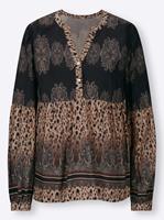 Blouse met print in zwart/camel bedrukt van Linea Tesini