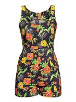 Playsuit Hibiskus Schwarz