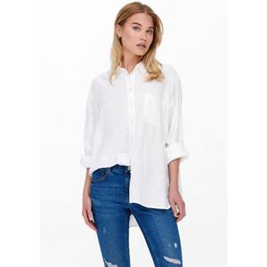 Only Lange blouse ONLTOKYO L/S LINEN BLEND SHIRT met linnen