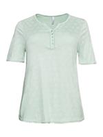 Sheego T-Shirt » Shirt« mit zartem Ton-in-Ton-Druck und Spitzenborte