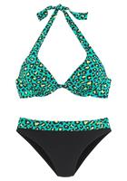 Bruno Banani Beugelbikini met turquoisekleurige animal-print