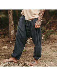 Men's Linen Holiday Plain Harem Pants