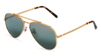 RAY-BAN RB 3625 NEW AVIATOR | Unisex-Sonnenbrille | Pilot | Fassung: Mineral Goldfarben | Glasfarbe: Blau