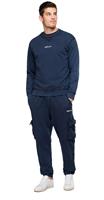 Replay Herren Sweatshirt - Sweater, Rundhals, Organic Cotton, Logo, Blau