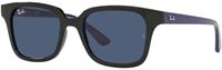 RAY-BAN JUNIOR RJ 9071S | Unisex-Sonnenbrille | Eckig | Fassung: Kunststoff Schwarz | Glasfarbe: Blau