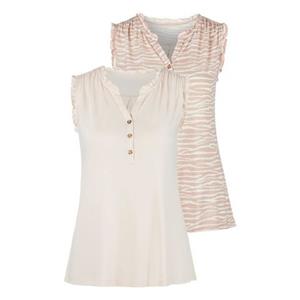 Lascana Tanktop met ruchedetails en knopen in hoorn-look (Set van 2)