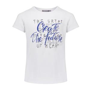 Meisjes t-shirt - Wit / Marine blauw