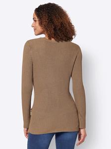 Pullover met ronde hals in camel van heine