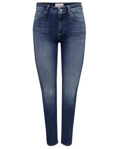 Only Frauen Skinny Jeans Blush Mid Ankle Raw Rea194 in blau